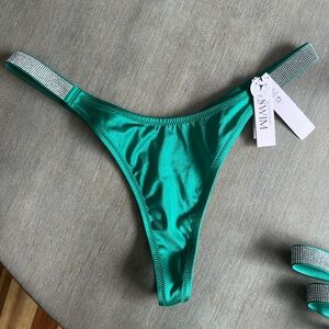 Victoria's Secret Emerald Bikini Bottom thong with Rhinestone M